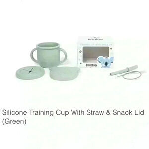 Kookie Silicone Training Cup With Straw & Snack Lid (Green)